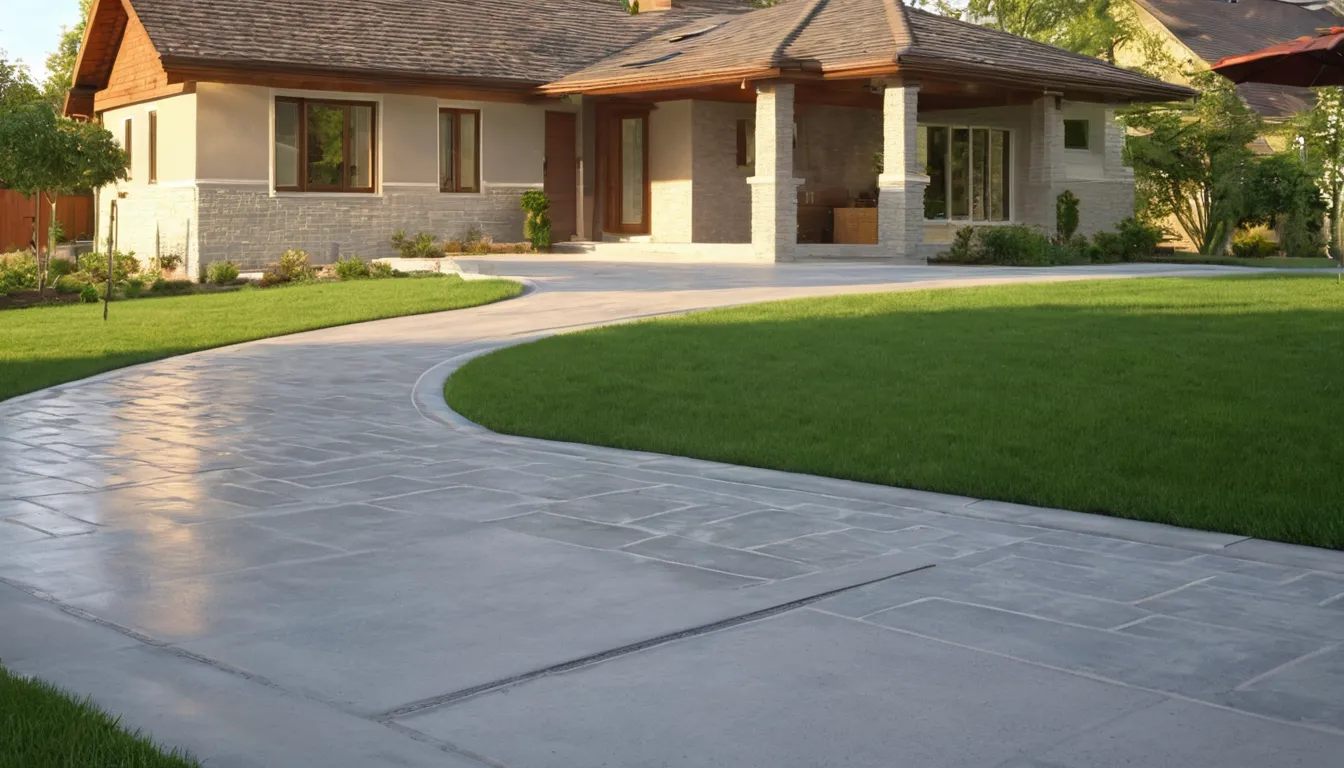 A freshly poured concrete driveway leading to a bungalow near Lebanon